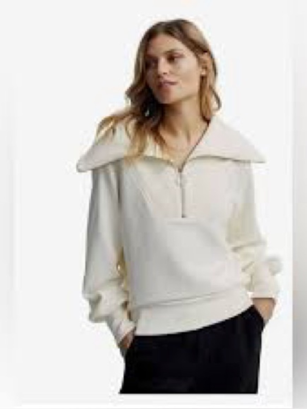 Varley Vine oversized collar gold tone half zip drop shoulders OS Size X Small